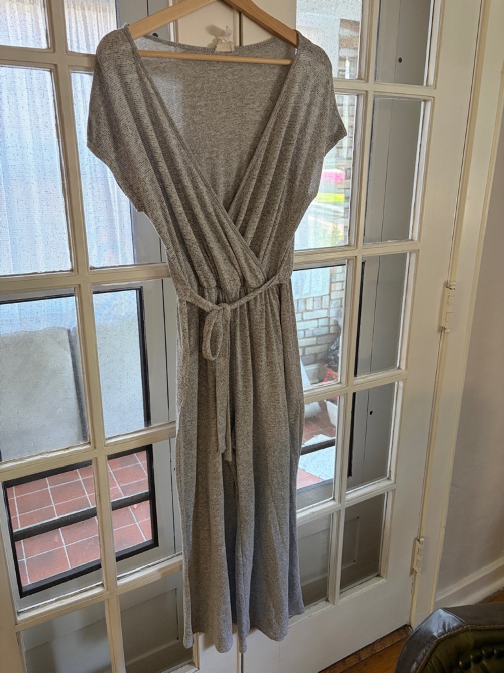 Caution To The Wind Gray Wide-Leg Jumpsuit with Tie Waist